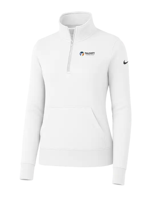 Nike Womens White Club Fleece Sleeve Swoosh 1/2-Zip w/Talcott Logo