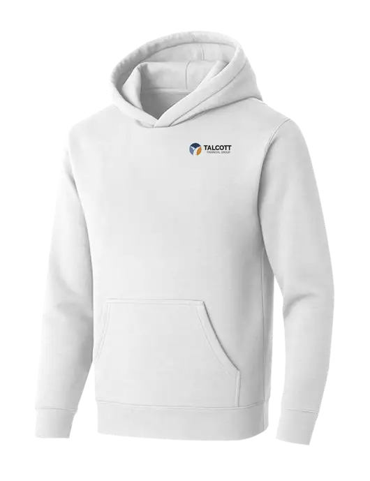BELLA+CANVAS White Sponge Fleece Pullover Hoodie w/Talcott Logo
