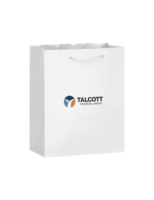White Gift Bag Matte 8x10 w/Talcott Logo