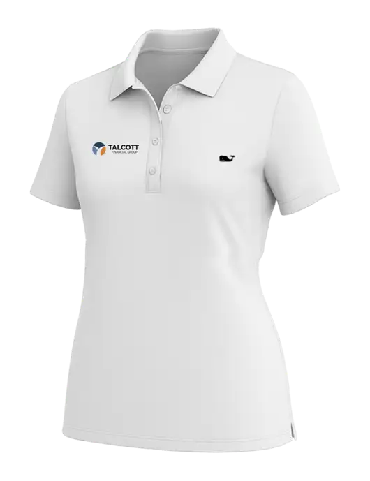 Vineyard Vines Womens White Edgartown Pique Polo w/Talcott Logo