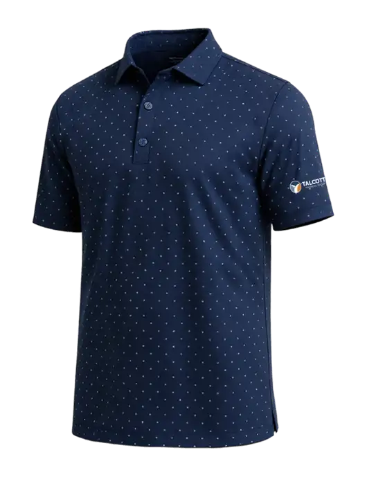 Callaway Micro Chev Dark Navy Print Polo w/Talcott Logo