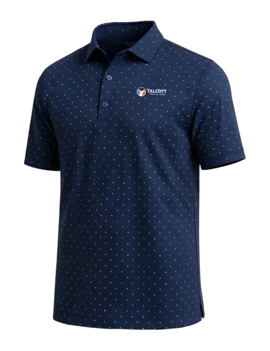 Callaway Micro Chev Dark Navy Print Polo w/Talcott Logo