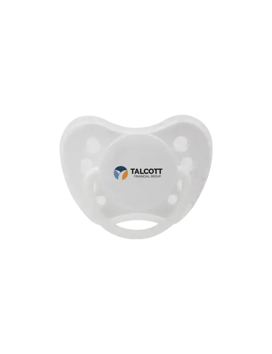Silicone White Pacifier with Clear Cover w/Talcott Logo