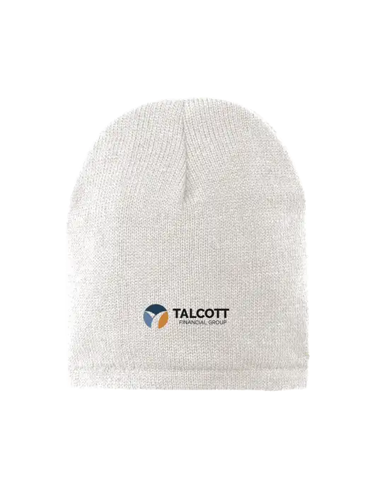 White Fleece-Lined Beanie Cap w/Talcott Logo