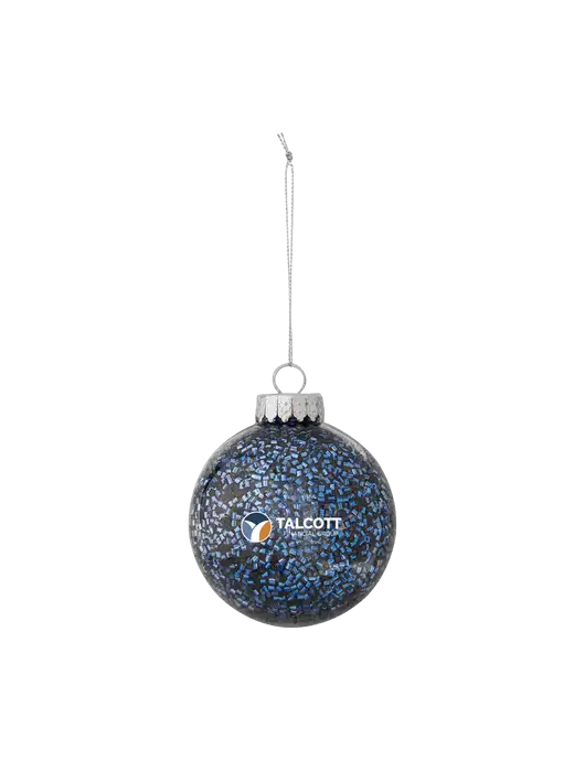 Dark Blue Shimmer Sphere Ornament w/Talcott Logo