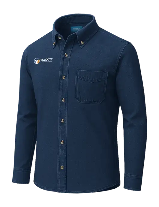 Long Sleeve Navy Denim Shirt
 w/Talcott Logo