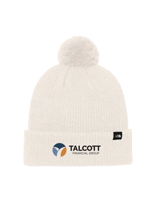The North Face Ivory Pom Beanie w/Talcott Logo