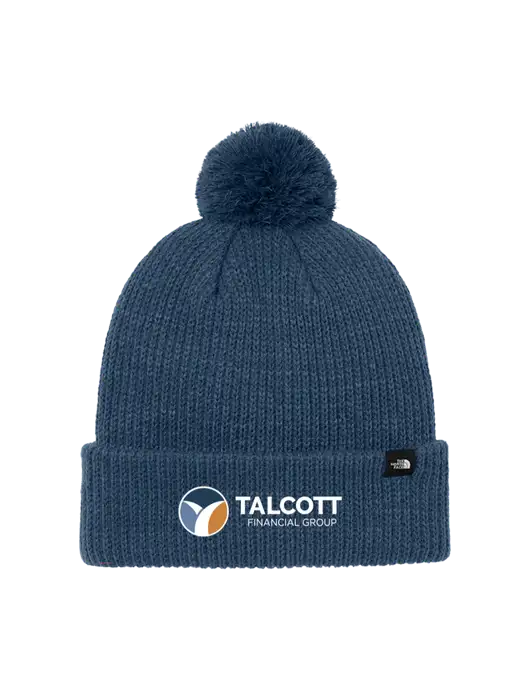 The North Face Light Navy Pom Beanie w/Talcott Logo