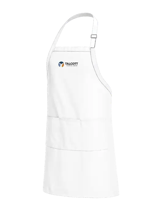Easy Care Extra Long Bib White Apron with Stain Release w/Talcott Logo