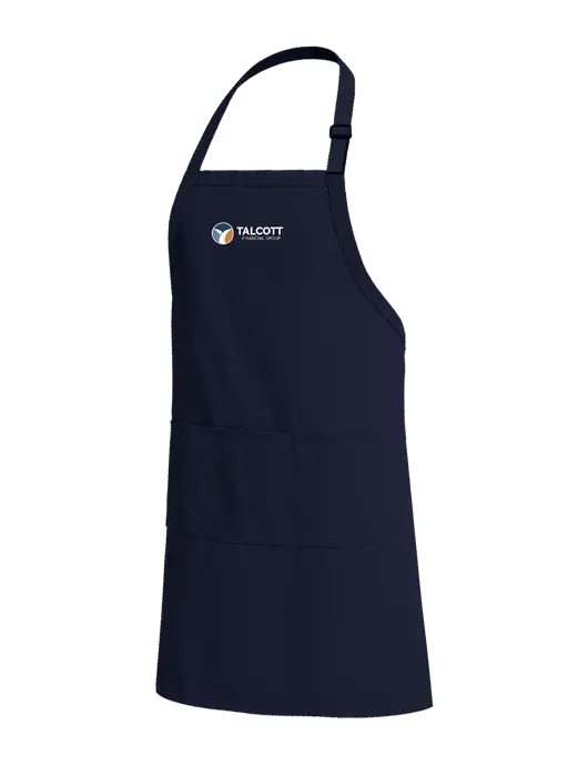 Easy Care Extra Long Bib Navy Apron with Stain Release w/Talcott Logo
