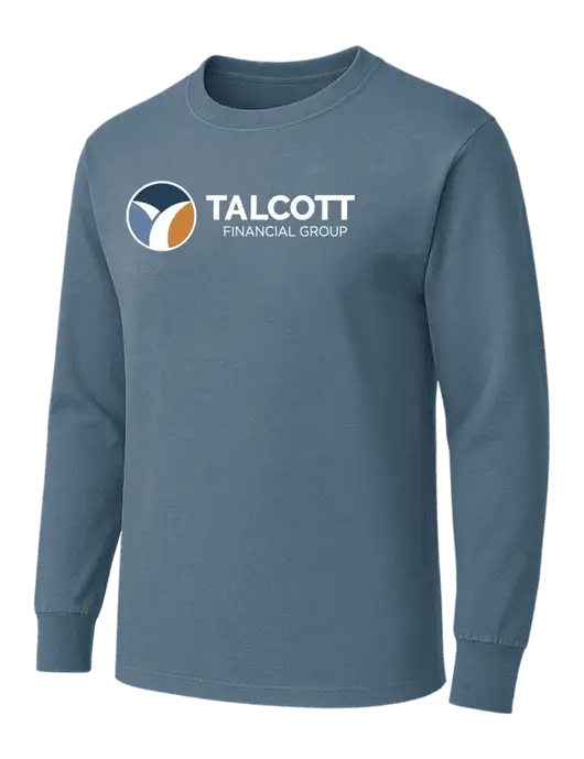 Slate Blue Heavyweight Long Sleeve 6.1 oz T-Shirt w/Talcott Logo