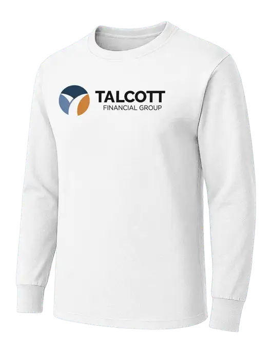 White Heavyweight Long Sleeve 6.1 oz T-Shirt w/Talcott Logo