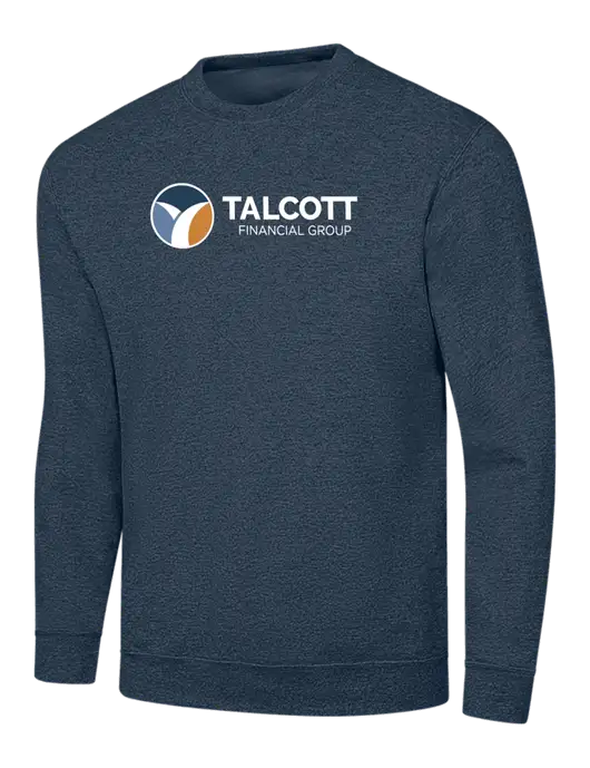 Heather Navy 7.8 oz Ring Spun Crew Sweatshirt w/Talcott Logo