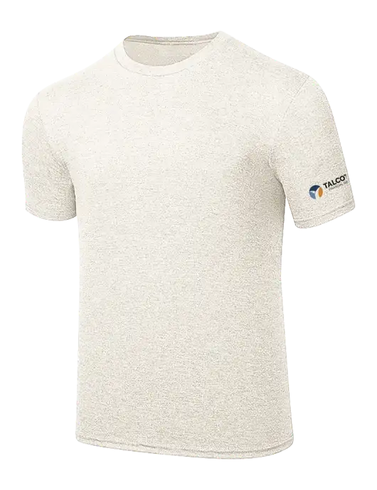 Simply Soft Very Light Tan Heather 4.5oz Poly/Combed Ring Spun Cotton T-Shirt w/Talcott Logo