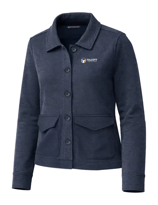 Brooks Brothers Womens Mid-Layer Dark Navy Heather Stretch Button Jacket w/Talcott Logo