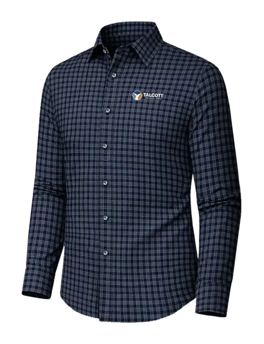 Brooks Brothers Tech Stretch Dark Navy / White Grid Check Patterned Shirt w/Talcott Logo