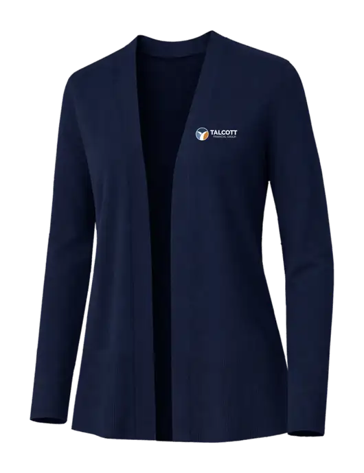 Brooks Brothers Womens Cotton Stretch Long Navy Cardigan Sweater w/Talcott Logo