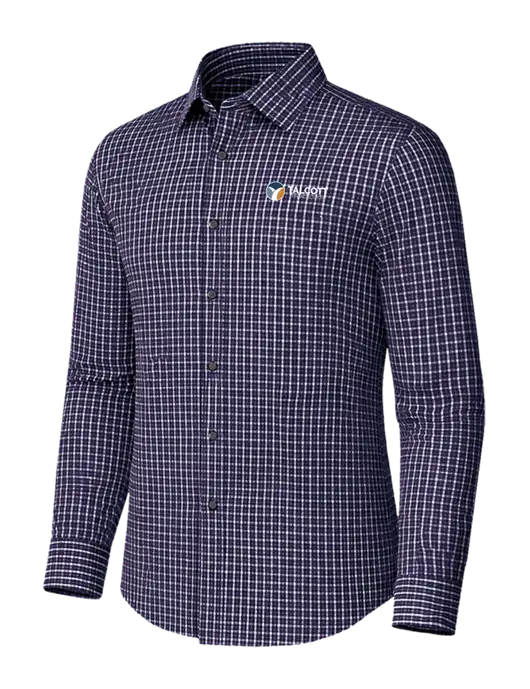 Brooks Brothers Tech Stretch Light Navy Blazer Multi Check Patterned Shirt w/Talcott Logo