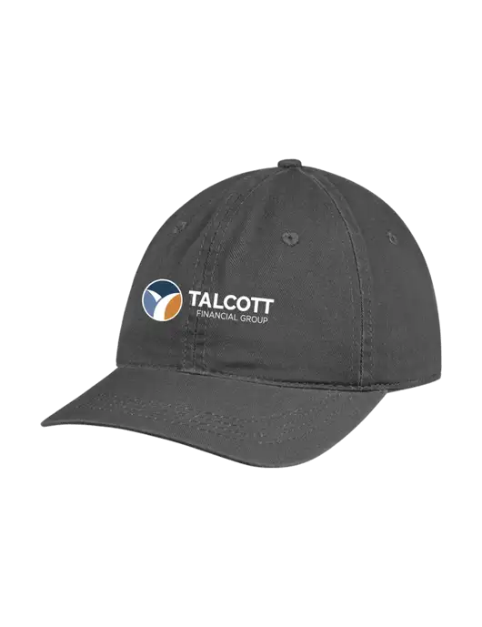 Garment Washed Unstructured Twill Charcoal Cap w/Talcott Logo