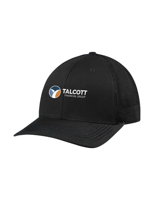 Richardson Adjustable Snapback Original 112 Trucker Cap Black w/Black Mesh w/Talcott Logo