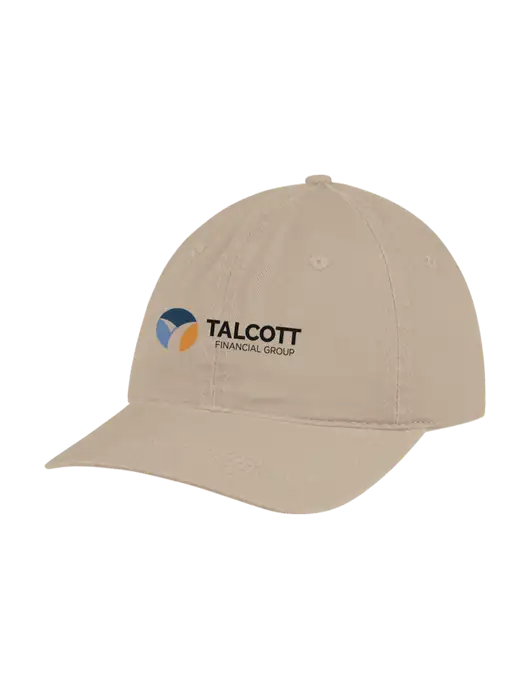 Garment Washed Unstructured Twill Tan Cap w/Talcott Logo