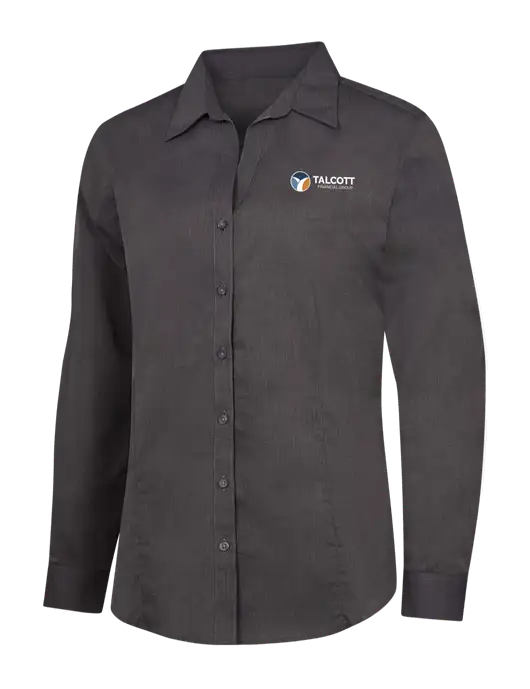 Womens Soft Black Crosshatch Easy Care Shirt w/Talcott Logo