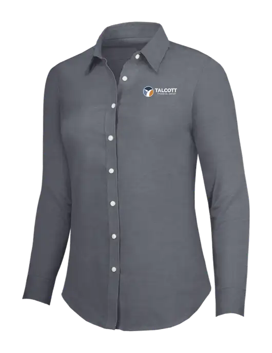 Dark Grey Womens SuperPro Oxford Shirt w/Talcott Logo