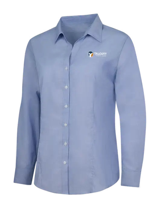 Light Slate Blue Womens Crosshatch Easy Care Shirt w/Talcott Logo