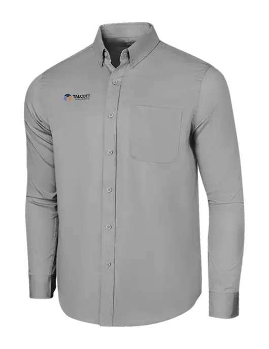 Long Sleeve Light Grey Superpro React Twill Shirt w/Talcott Logo