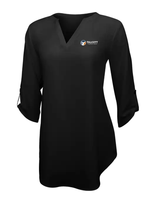 Womens Black 3/4 Sleeve Tunic Blouse w/Talcott Logo