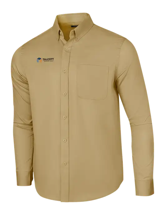 Long Sleeve Dark Tan Superpro React Twill Shirt w/Talcott Logo