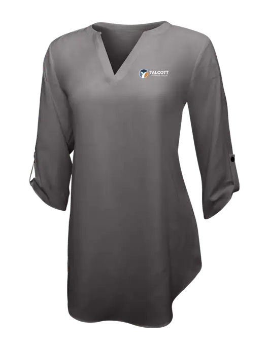 Dark Grey Womens 3/4 Sleeve Tunic Blouse w/Talcott Logo
