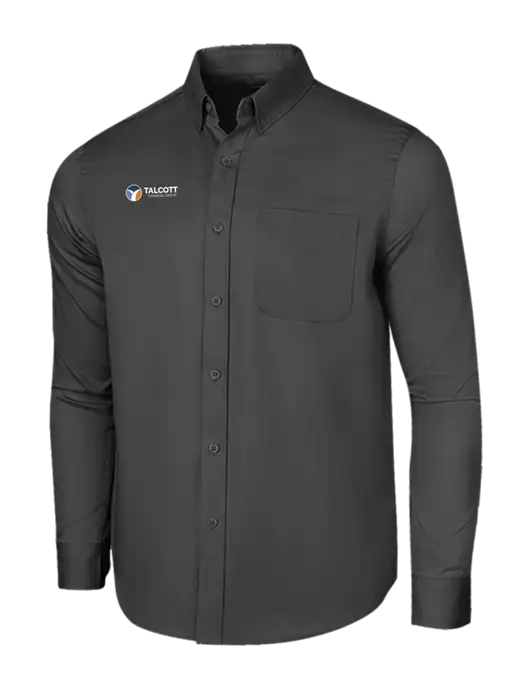 Long Sleeve Dark Grey Superpro React Twill Shirt w/Talcott Logo