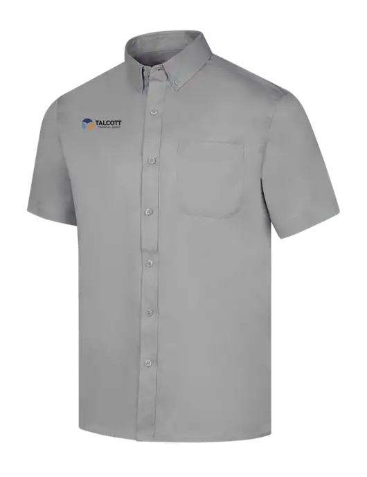 Short Sleeve Light Grey Superpro React Twill Shirt w/Talcott Logo