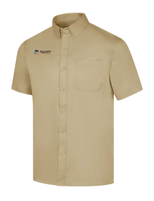Short Sleeve Dark Tan Superpro React Twill Shirt w/Talcott Logo