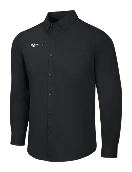 Black Long Sleeve Carefree Poplin Shirt w/Talcott Logo