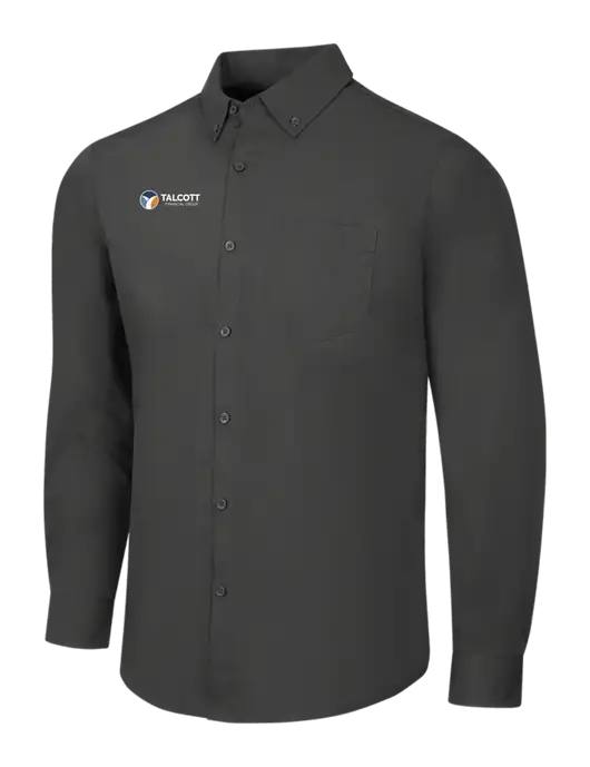 Dark Grey Long Sleeve Carefree Poplin Shirt w/Talcott Logo
