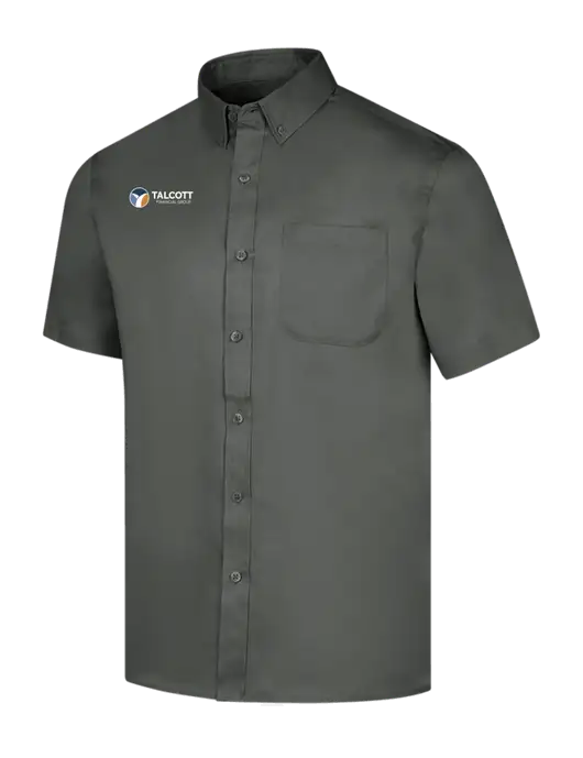 Short Sleeve Dark Grey Superpro React Twill Shirt w/Talcott Logo