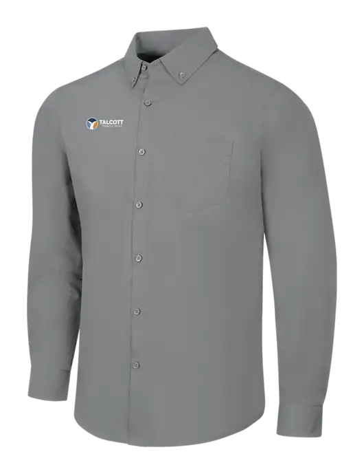 Medium Grey Long Sleeve Carefree Poplin Shirt w/Talcott Logo