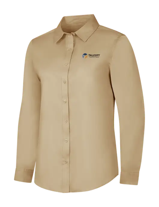 Dark Tan Womens Long Sleeve Superpro React Twill Shirt w/Talcott Logo