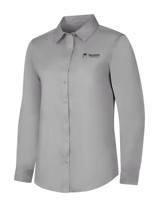 Light Grey Womens Long Sleeve Superpro React Twill Shirt w/Talcott Logo