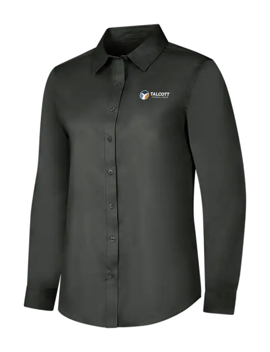 Dark Grey Womens Long Sleeve Superpro React Twill Shirt w/Talcott Logo