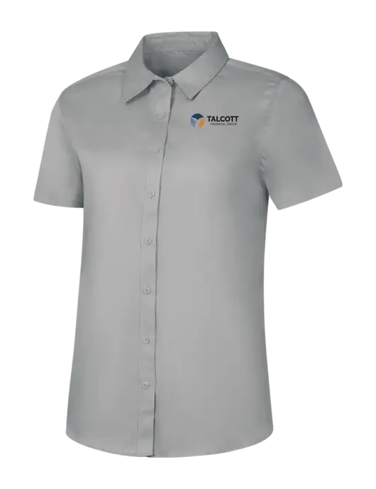Womens Light Grey Short Sleeve Superpro React Twill Shirt w/Talcott Logo