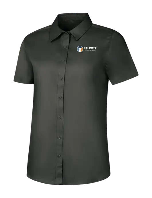 Womens Dark Grey Short Sleeve Superpro React Twill Shirt w/Talcott Logo