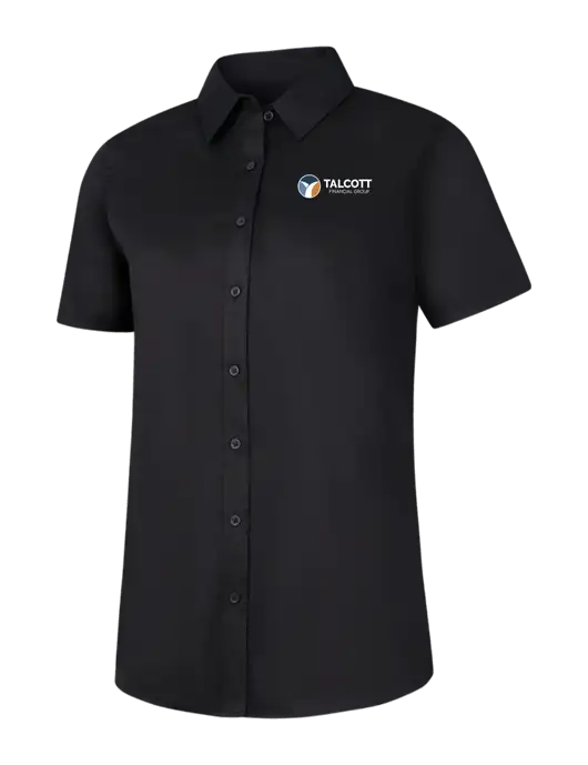 Womens Black Short Sleeve Superpro React Twill Shirt w/Talcott Logo