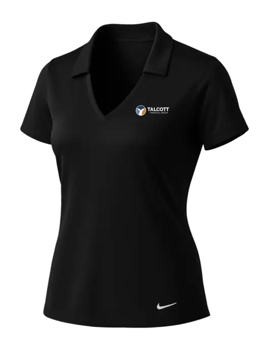 NIKE Black Womens Dri-Fit Vertical Mesh Polo w/Talcott Logo