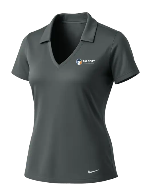 NIKE Dark Grey Womens Dri-Fit Vertical Mesh Polo w/Talcott Logo