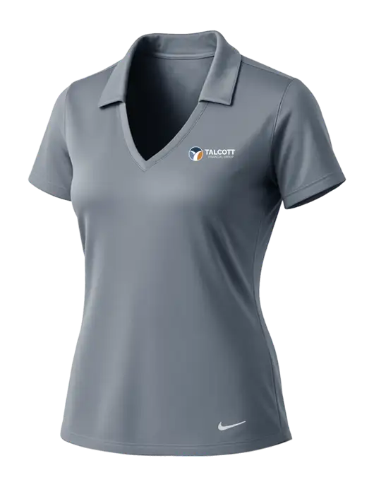 NIKE Medium Grey Womens Dri-Fit Vertical Mesh Polo w/Talcott Logo