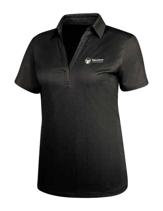 Black Womens Performance Fine Jacquard Polo w/Talcott Logo