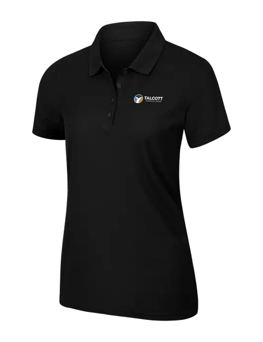 Womens Black Core Classic Pique Polo w/Talcott Logo